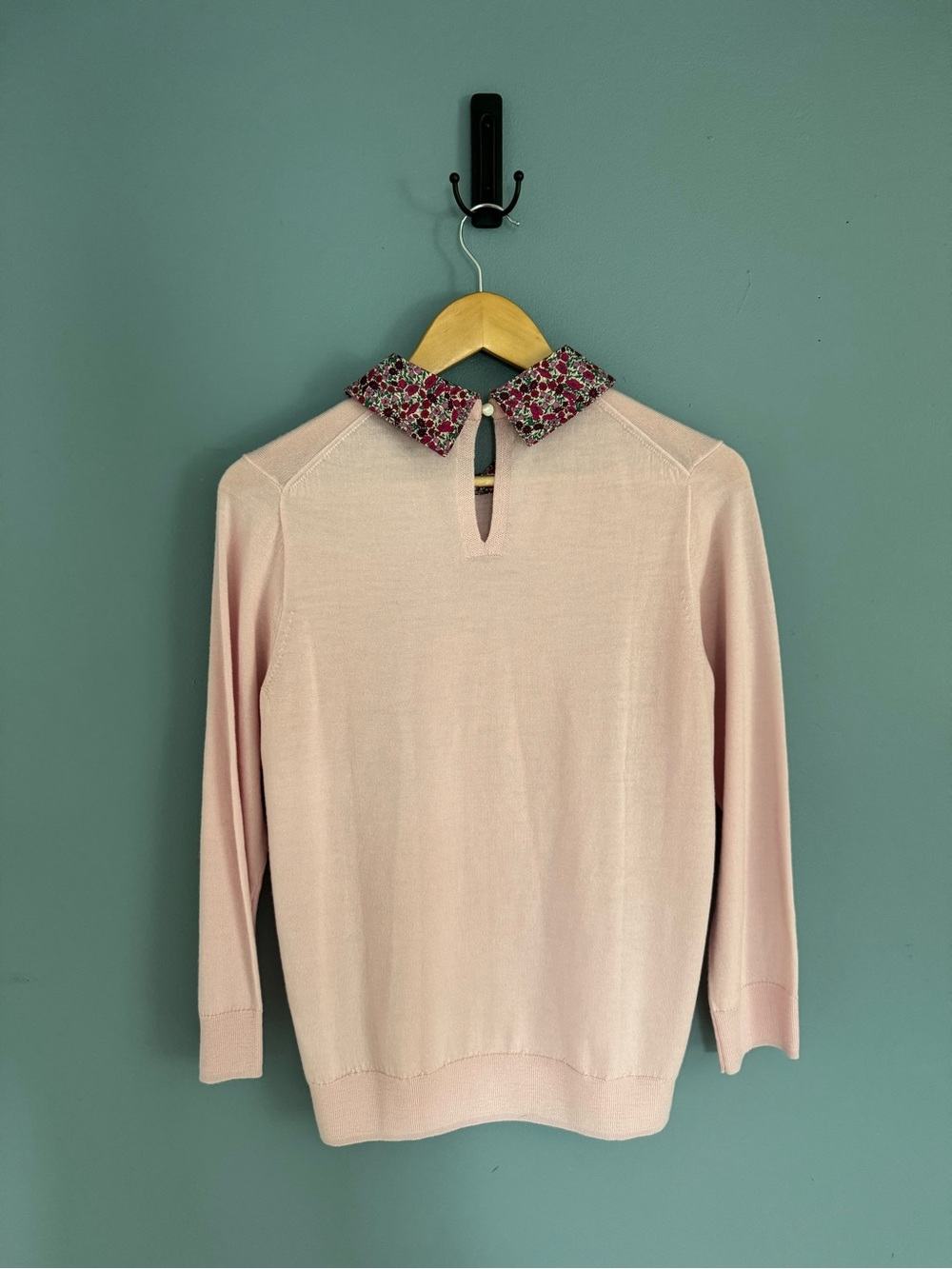 J. Crew Pink Sweater with Floral Collar - Picture 3 of 5